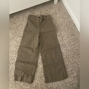 Madewell Cropped Wide Leg Pant—Size 24, Olive Green